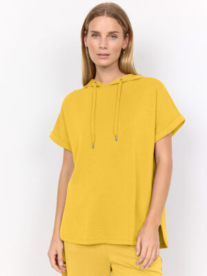 Sweatshirt Soya Concept 26166 manches courtes avec capuchon couleur jaune