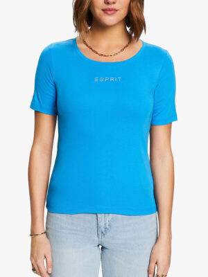 Esprit T-shirt 0140EE1k328 fitted short sleeves blue color