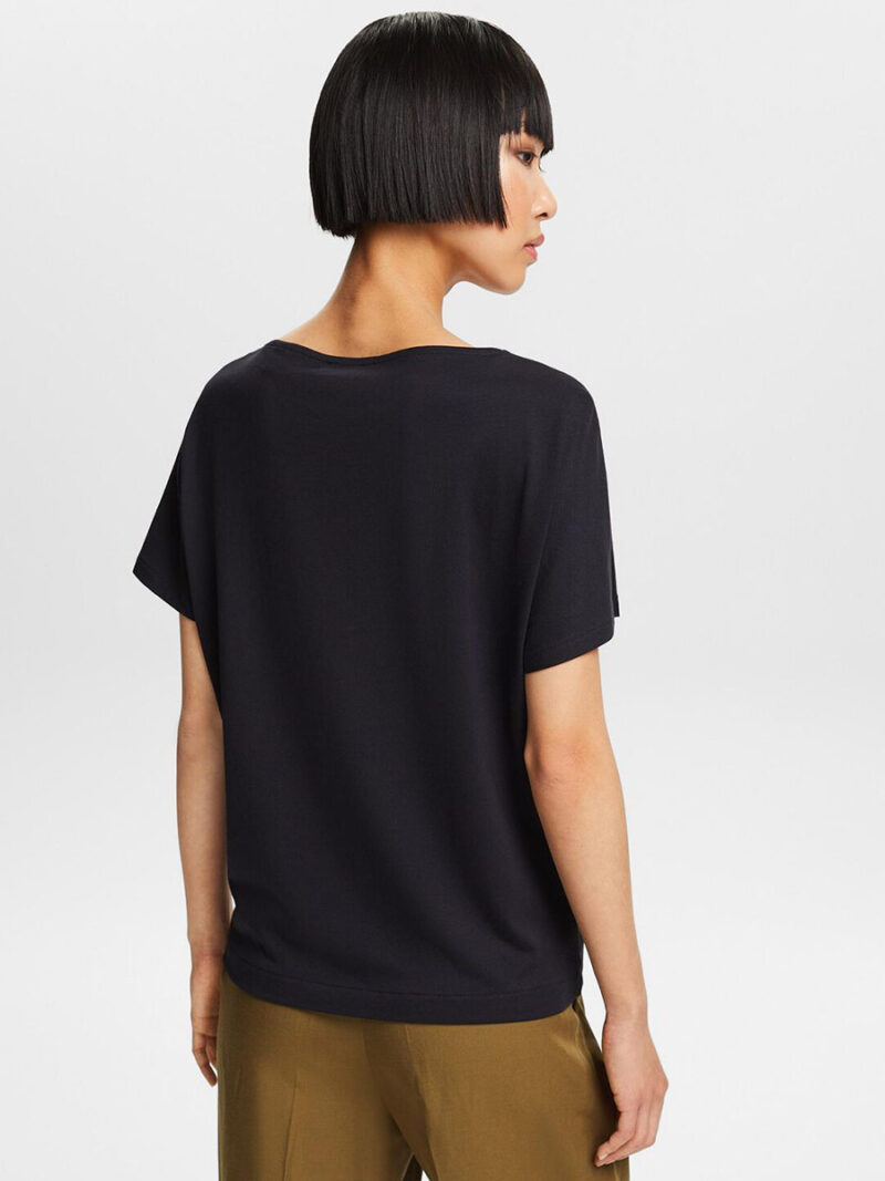 Esprit t-shirt 014EE1K327 short sleeves printed loose fit black color