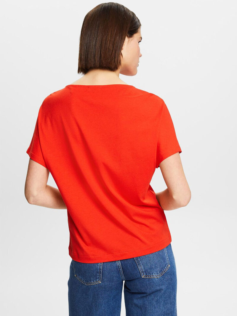 Esprit t-shirt 014EE1K327 short sleeves printed loose fit red color