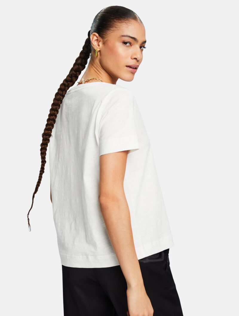 Esprit T-shirt 014EE1K338 short sleeves, V-neck off white color