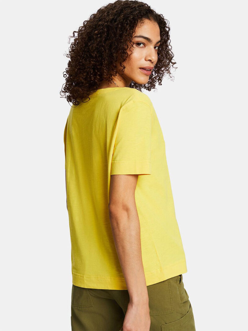 Esprit T-shirt 014EE1K338 short sleeves, V-neck yellow color