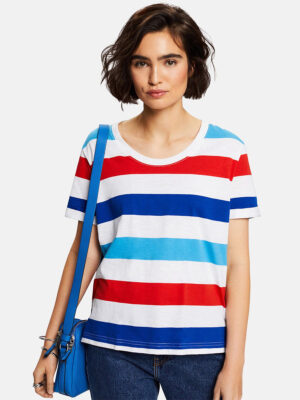 Esprit T-shirt 994EE1K309 short sleeve multicolored stripes red combo