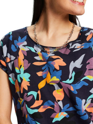 Esprit T-shirt 994EE1k326 short sleeves printed round neckline combo navy