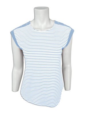 Motion MOM4129 short-sleeved stripe t-shirt light blue