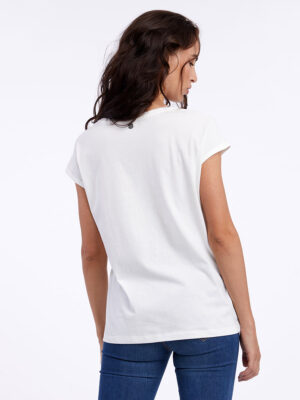 T-shirt Ragwear Diona 2411-10026 en coton imprimé manches courtes couleur blanc cassé