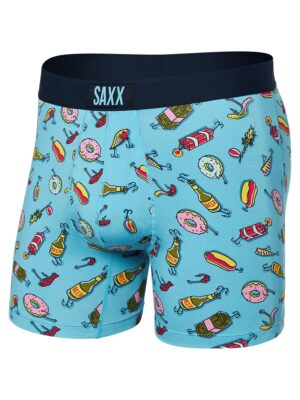 Boxer SAXX Ultra SXBB30F ITM ultra doux imprimé appâts à pèche drôle sur fond bleu