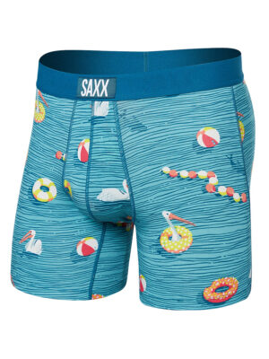 Boxer SAXX Vibe SXBM35-SWS super doux imprimé jeux à la plage sur fond aqua