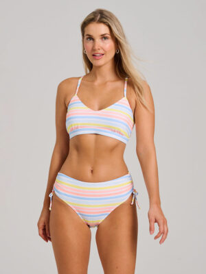 Haut bikini maillot Mandarine MCBEAW03167 crop bonnet D avec rayures multicolores