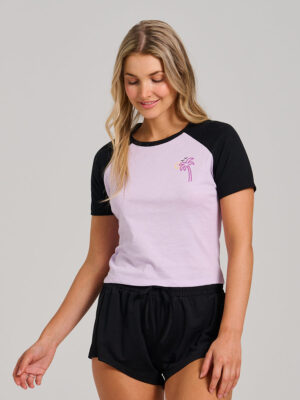 T-shirt Mandarine MCSPAW03189 manches courtes en lilas combo