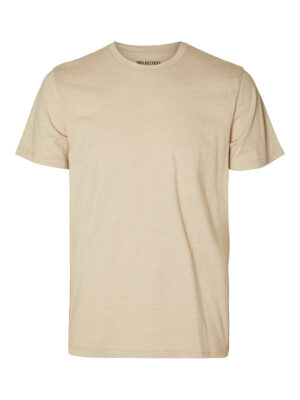 T-shirt Selected Homme 16093578 manches courtes avec mini rayures beige
