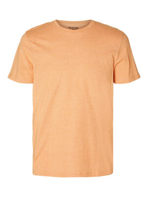 T-shirt Selected Homme 16093578 manches courtes avec mini rayures orange