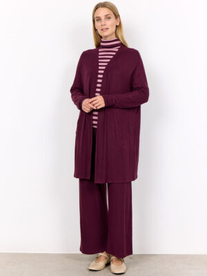 Chandail Cardigan Soya Concept 25107 long doux et confortable couleur bourgogne