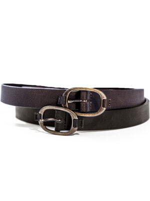 ceinture rayata lj5499 en cuir noir et brun