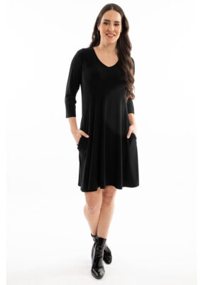 Robe noir Bali 8514 encolure V