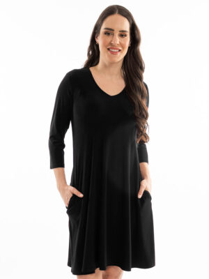 Robe noir Bali 8514 encolure V